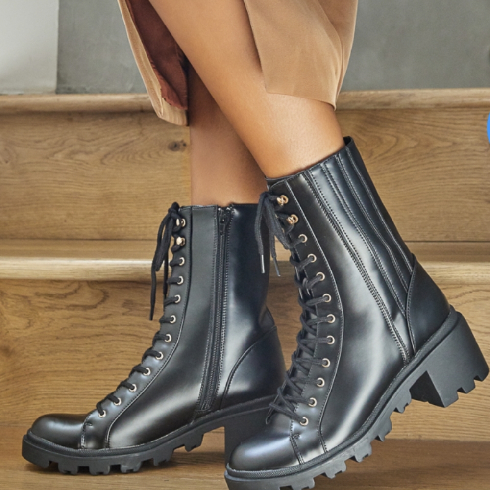 Mid Calf Combat Boot